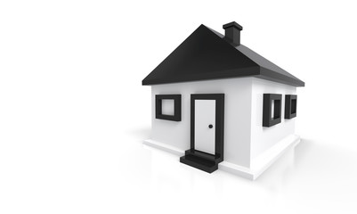 Das kleine schwarze Haus vor weissem Hintergrund