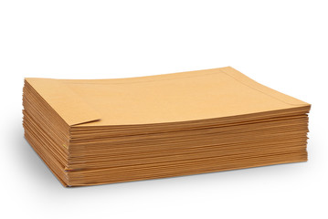 Envelope document stacks isolated on white background