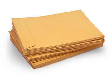 Envelope document stacks isolated on white background