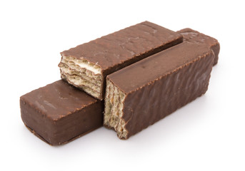 chocolate wafer on white