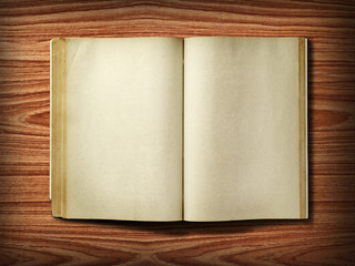 Old book on wood background