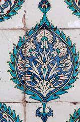 Ancient decorative wall tiles in  the Topkapi Palace.