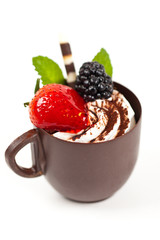 Mousse filled coffee cup