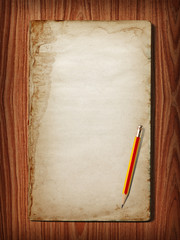 Book on wood background