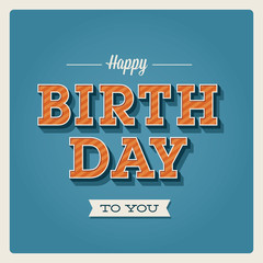 Obraz premium Happy birthday card. Retro vintage. Typography font type