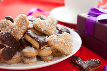 shortbread cookies in the shape of hearts, a sweet gift