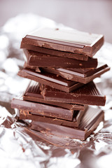 pieces of chocolate in foil