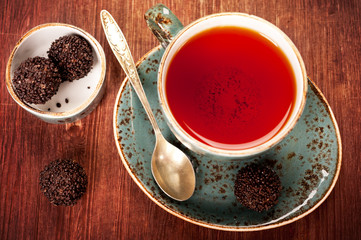 Tea and sweets in vintage style