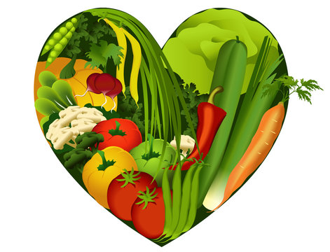 Vegetables in heart shape - diet products