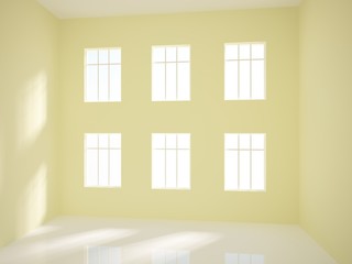 3d illustration of a white empty interior