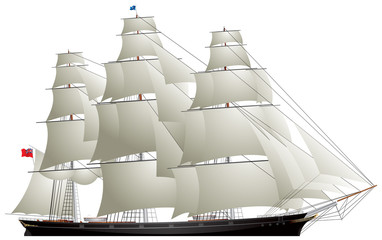 Clipper sailing ship, tea clipper - obrazy, fototapety, plakaty
