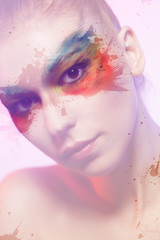 Colourful makeup with adding splashes and strokes