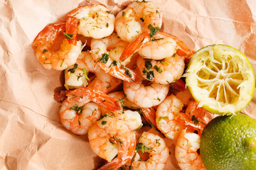 shrimps with lime and parsley
