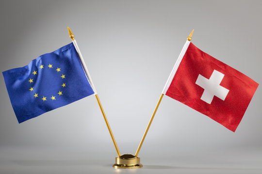 Flags of European Union and Switzerland