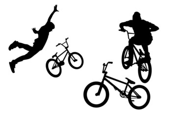 Fototapeta na wymiar BMX silhouettes rowerowe, nothink, Bunny Hop