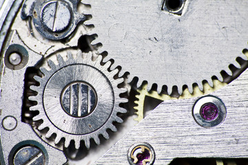 Close-up of old clock mechanism