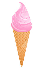 Ice cream in waffle cone. Isolated vector illustration