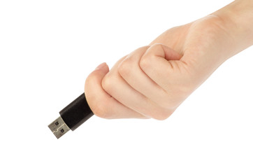 hand with an USB flash