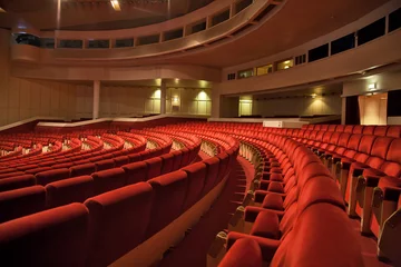 Printed kitchen splashbacks Theater red armchairs rows in auditorium