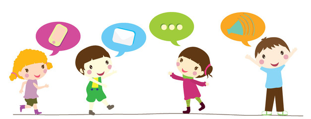 children with speech bubbles