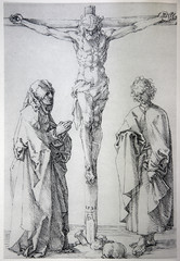Lithography of Jesus on the cross by Albert Durer.