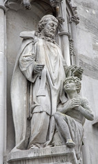 Fototapeta na wymiar Kosice -. Saint Francis Xavier statue - Elizabeth cathedral