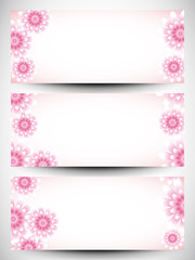 Floral decorated website header and banner set. EPS 10.