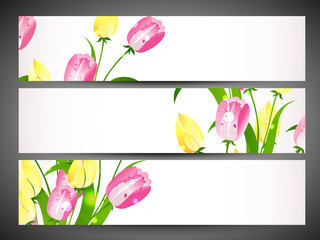 Floral decorated website header and banner set. EPS 10.