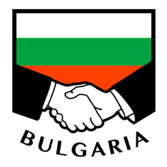 Bulgaria flag and business handshake, vector illustration