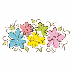 Door stickers Abstract flowers Bouquet of beautiful flowers. Hand drawn vector illustration.
