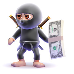Ninja is handed some dollars © Steve Young