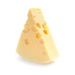Piece of cheese isolated on white background