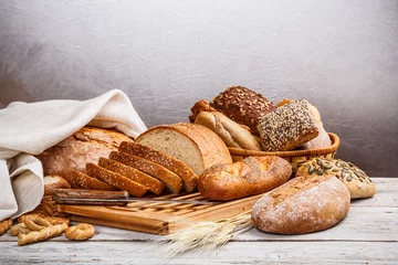 Gordijnen Collectie van gebakken brood © Grafvision