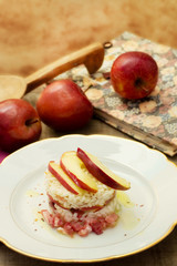 delicious timbale of red stark apple and speck