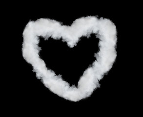 heart shaped smoke isolated on black