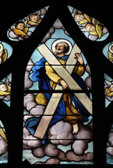 St Andrew, stained glass, St Severin church, Paris