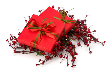 festive gift box stack