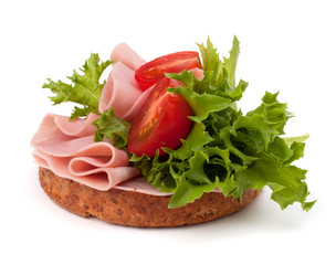 healthy sandwich with vegetable and smoked ham