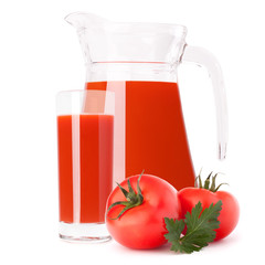 Tomato vegetable juice in glass jug