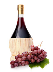 Obraz premium red wine bottle and grape