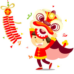 lion dance Chinese New Year Greeting Card