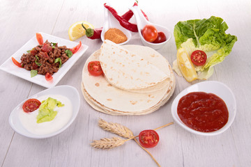 tacos bread and ingredient