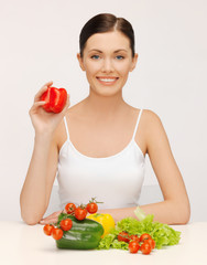 woman with vegetables