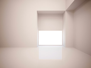 3d illustration of a white empty interior