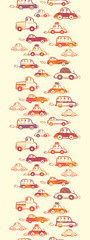 Vector vibrant cars vertical seamless pattern background