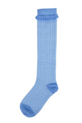 Long knitted sock blue