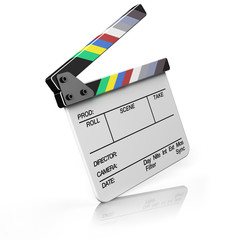 Hollywood Clapper board isolated on white