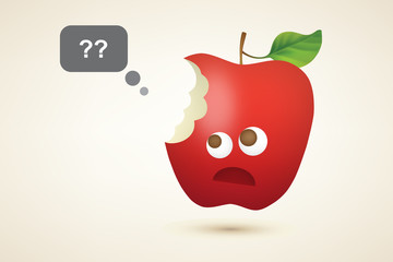 Funny red bitten apple