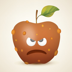 Funny rotten angry apple