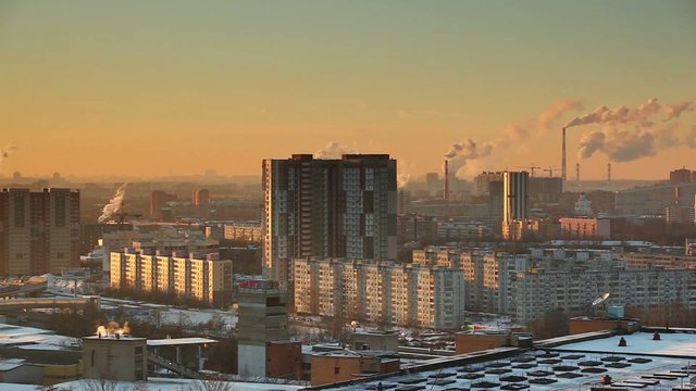 Winter city panorama. Russia Moscow rgn.